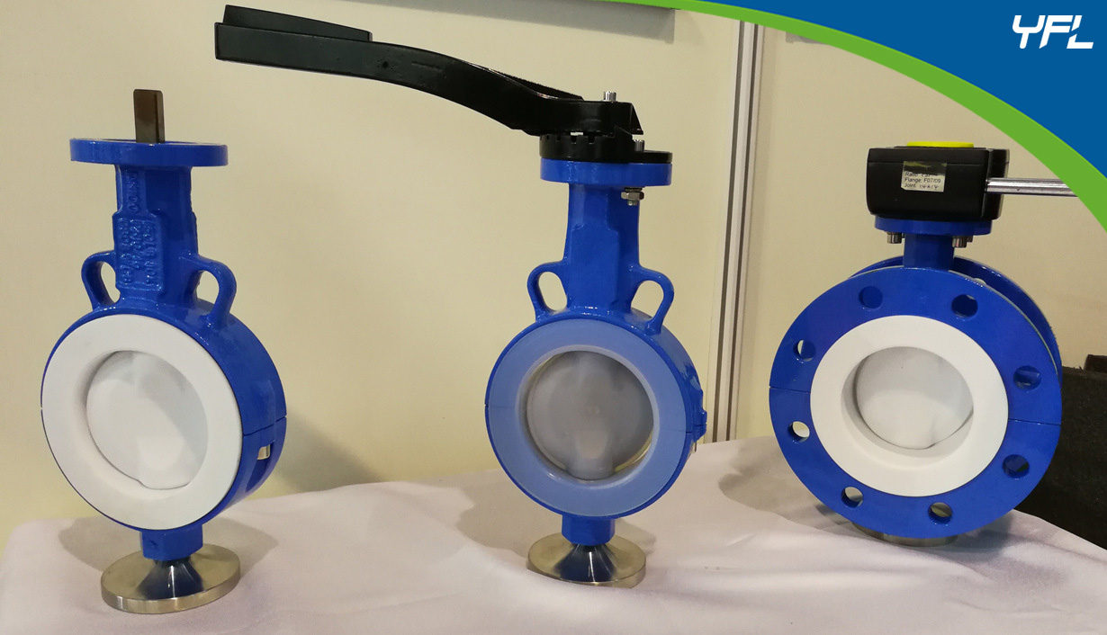 Fully PTFE lined butterfly valves