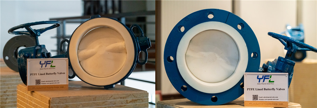 Fully PTFE lined butterfly valves