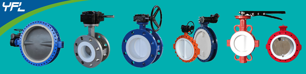 PTFE lined double flange butterfly valves