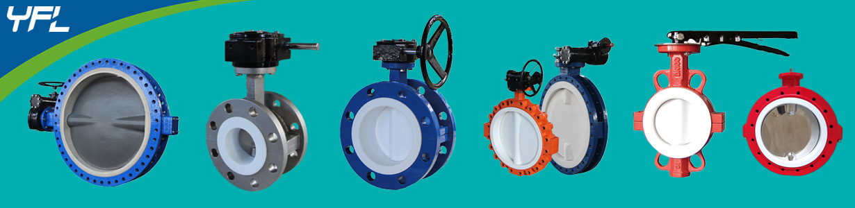 PTFE lined double flange butterfly valves