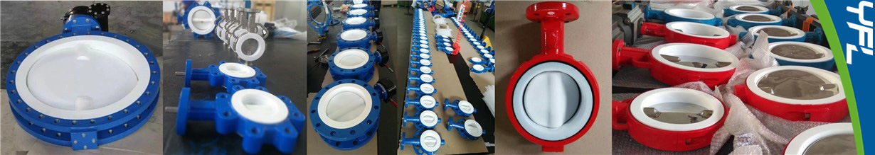 Lined PTFE Lug butterfly valves, U type flange PTFE lined butterfly valves