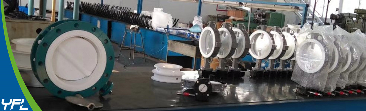 Fully PTFE lined double flange butterfly valves