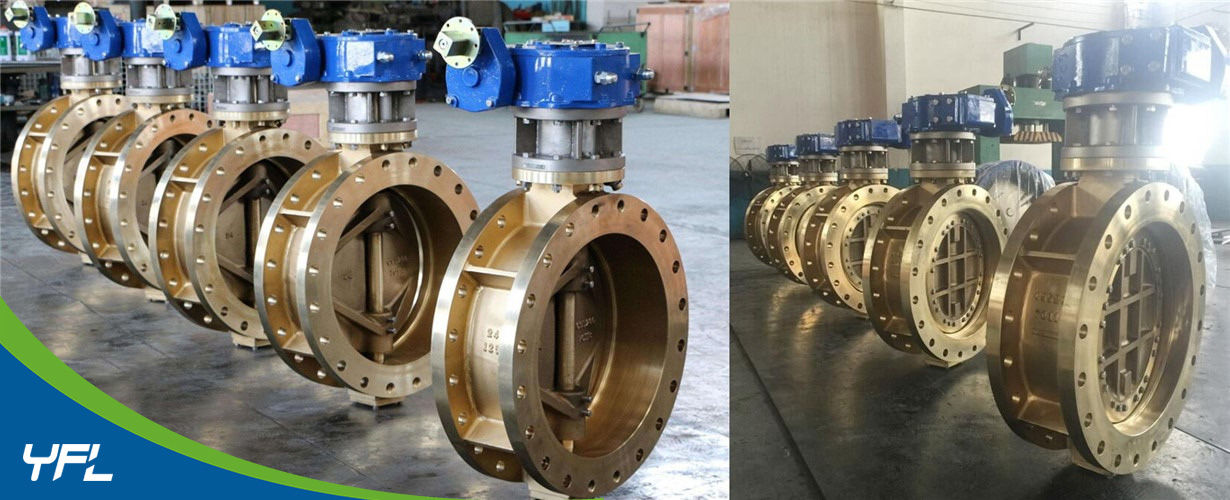 Double eccentric double flanged Al-bronze butterfly valves