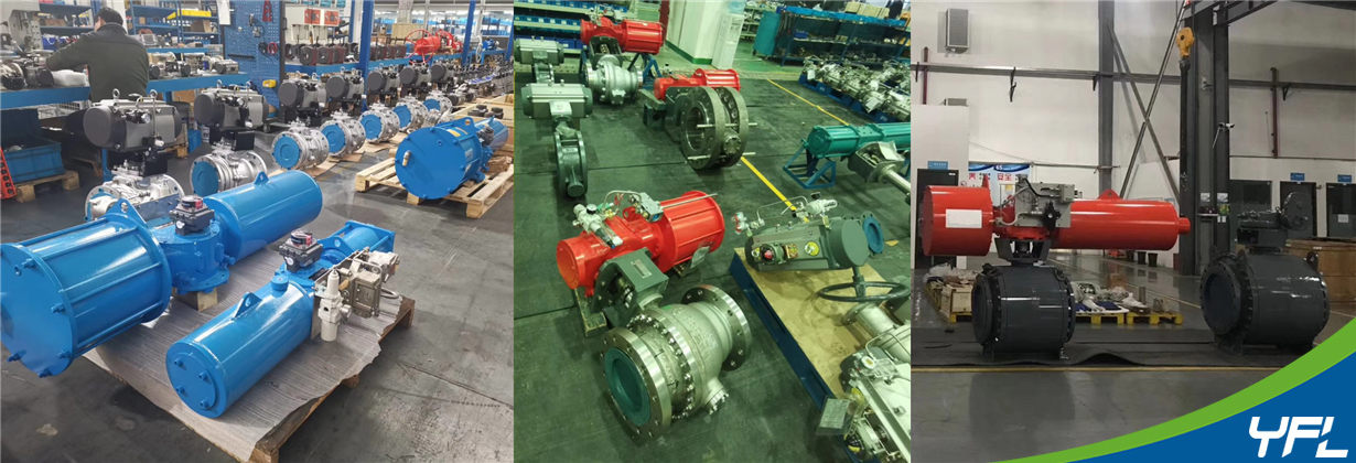 Double acting scotch yoke pneumatic actuator for plug valves