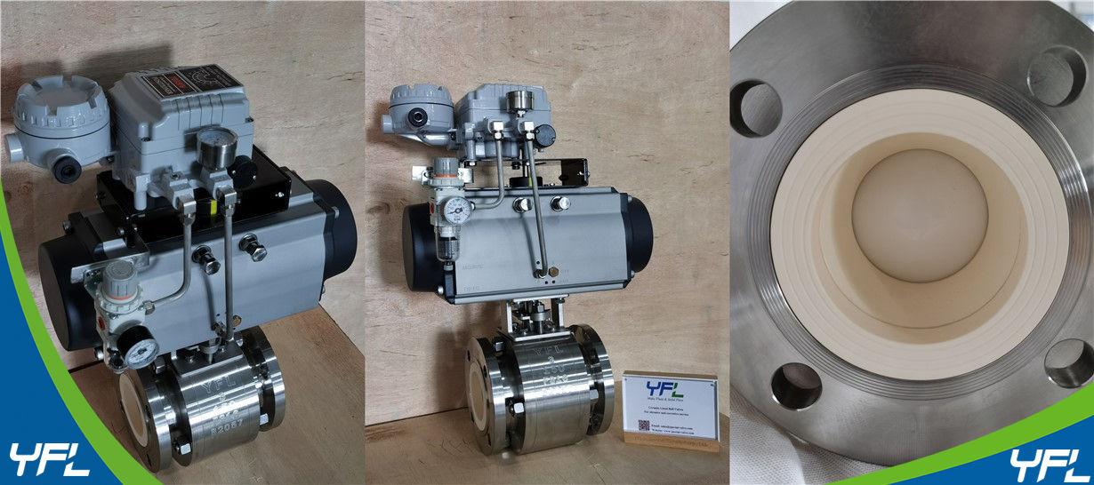 YFL Ceramic V-port ball valves for abrasive mining slurry with limestone