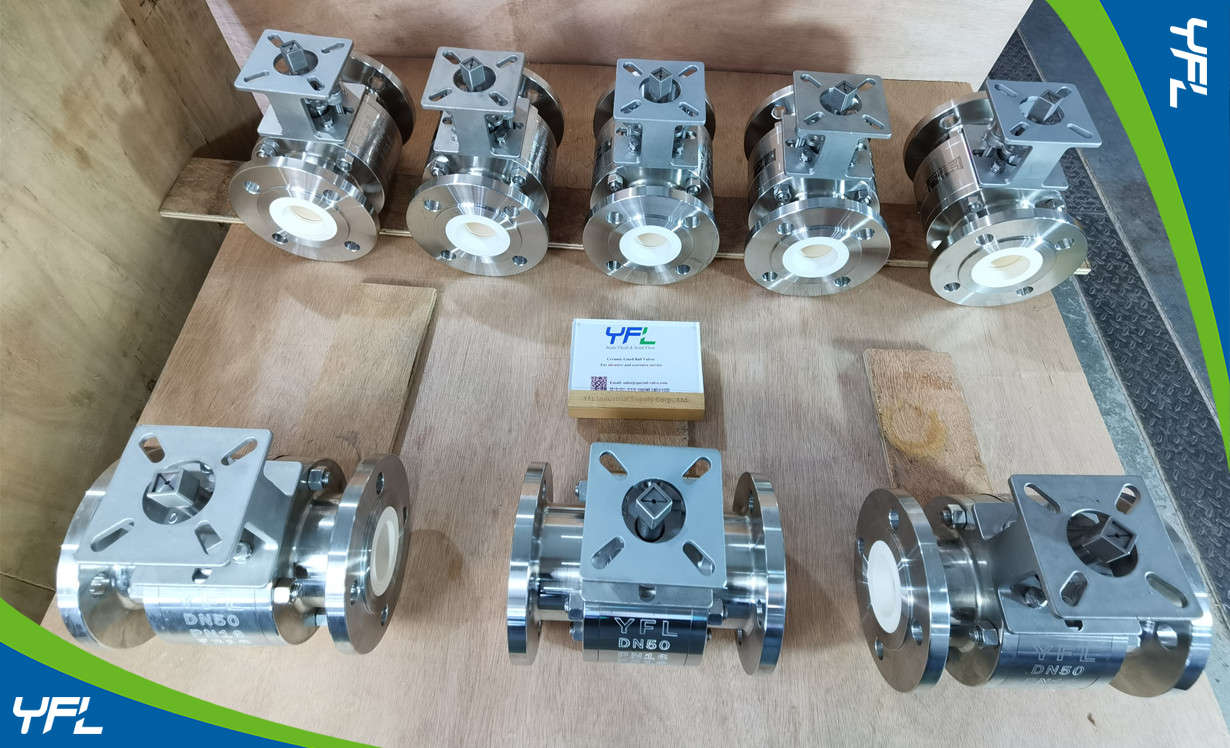 YFL Anti-abrasive and Anti-corrosive ceramic V-notch ball valves for nickel metallurgical process