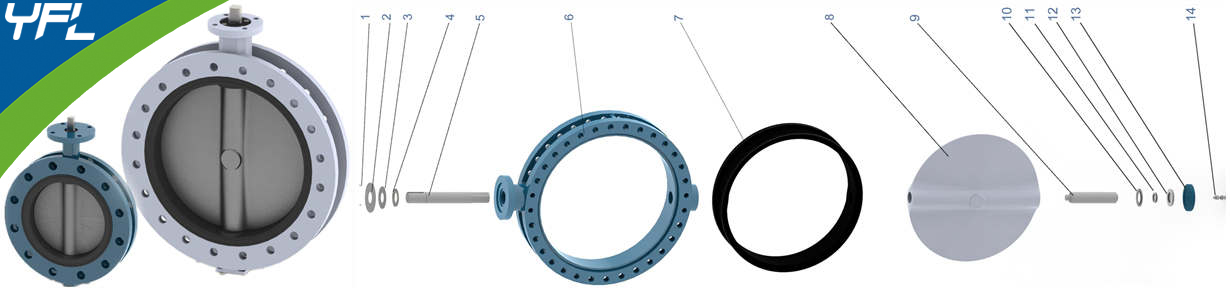 U type flange rubber seat concentric butterfly valves