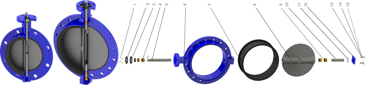 Single flange rubber seat concentric butterlfy valves