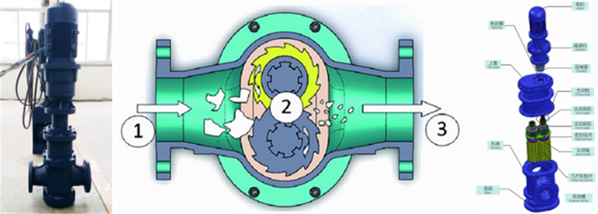 flanged end pipeline wastewater grinder