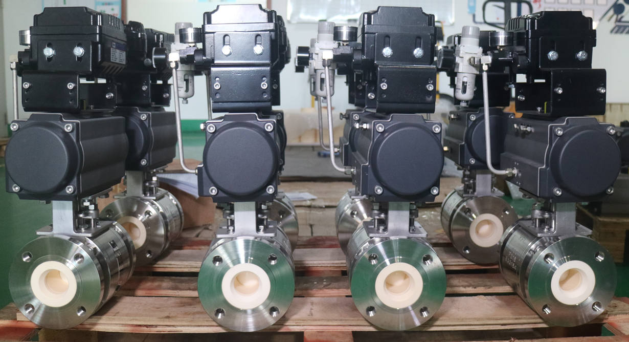 abrasion and corrosion resistant ceramic V-port ball valves