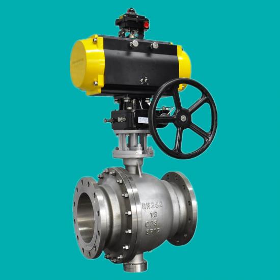 Pneumatic cast steel trunnion mounted ball valves