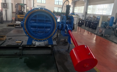 YFL Hydraulic butterfly valve with counterweight and hydraulic actuator exported to France