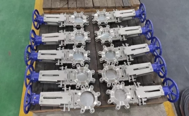 Full lugged type metal seat knife gate valves exported to Chile for abrasive mining slurry