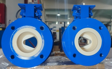 YFL Wear resistant ceramic v-port ball valves exported to steel mill in Brazil